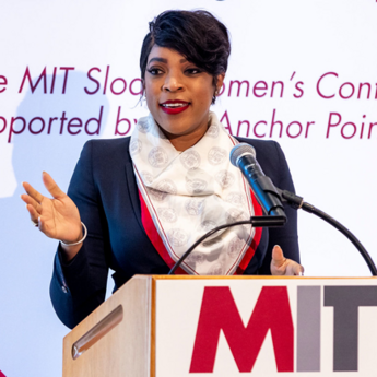 Monica Lee speaking at MIT Sloan Women's Conference